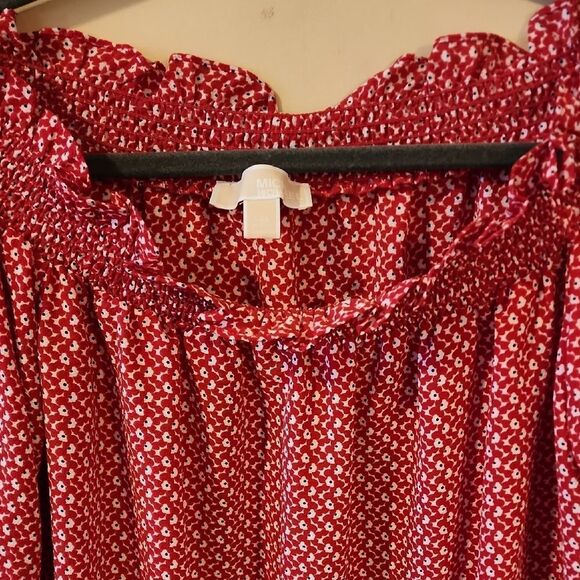 Michael Kors Red Floral Blouse XXL EUC - Picture 1 of 8